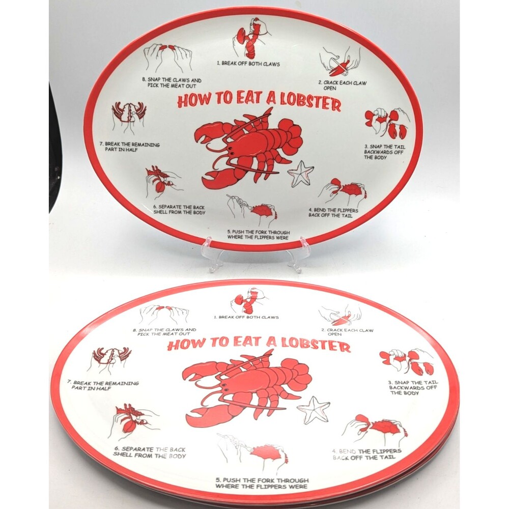 Lobster Tray Platter 8 Steps HOW TO EAT A LOBSTER Nautical Beach Seafood Seaside